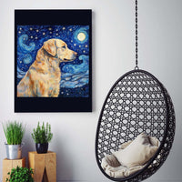 Thumbnail for Drawings Golden Retriever Dog 02 Van Goh Style Vintage Framed Canvas Prints Wall Art Hanging Home Decor