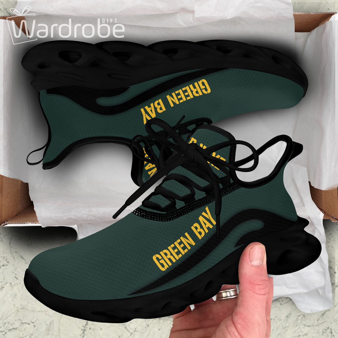 Green Bay Packers NFL Clunky Sneakers Custom Name Sport Max Soul