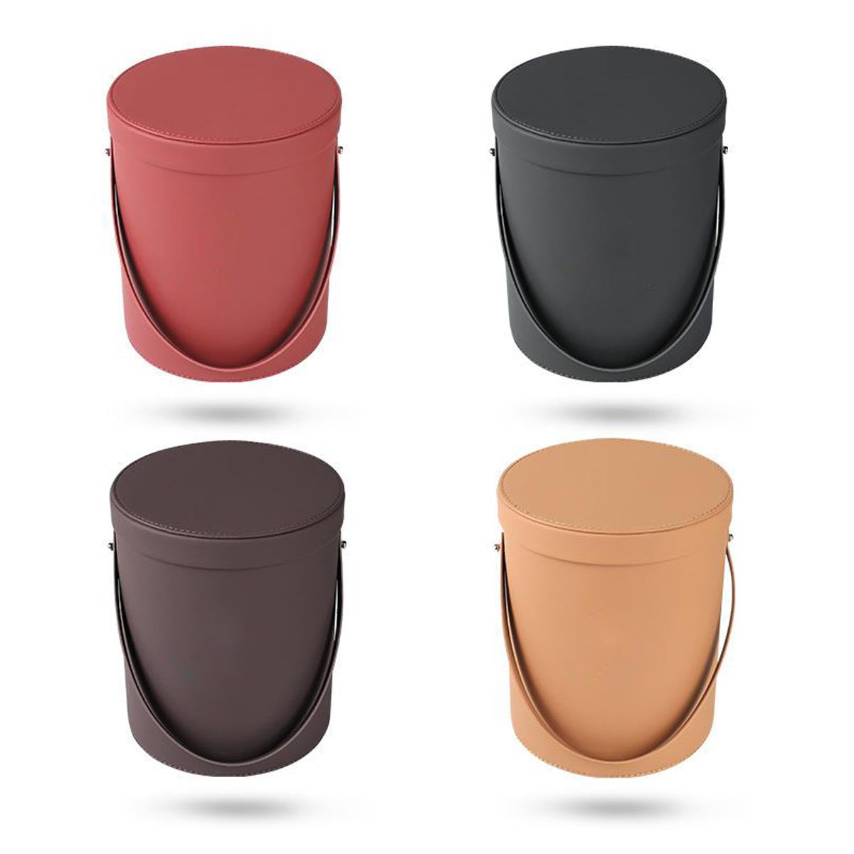 Storage Box Trash Can, Portable Collapsible Car Trash Can, Leather Waterproof Small Mini Car Garbage Can Waste Basket MY15989