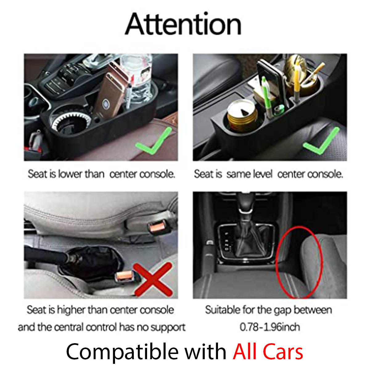 Cup Holder Portable Multifunction Vehicle Seat Cup Cell Phone Drinks Holder Box Car Interior Organizer, Compatible with All Cars, Car Accessories AC11995