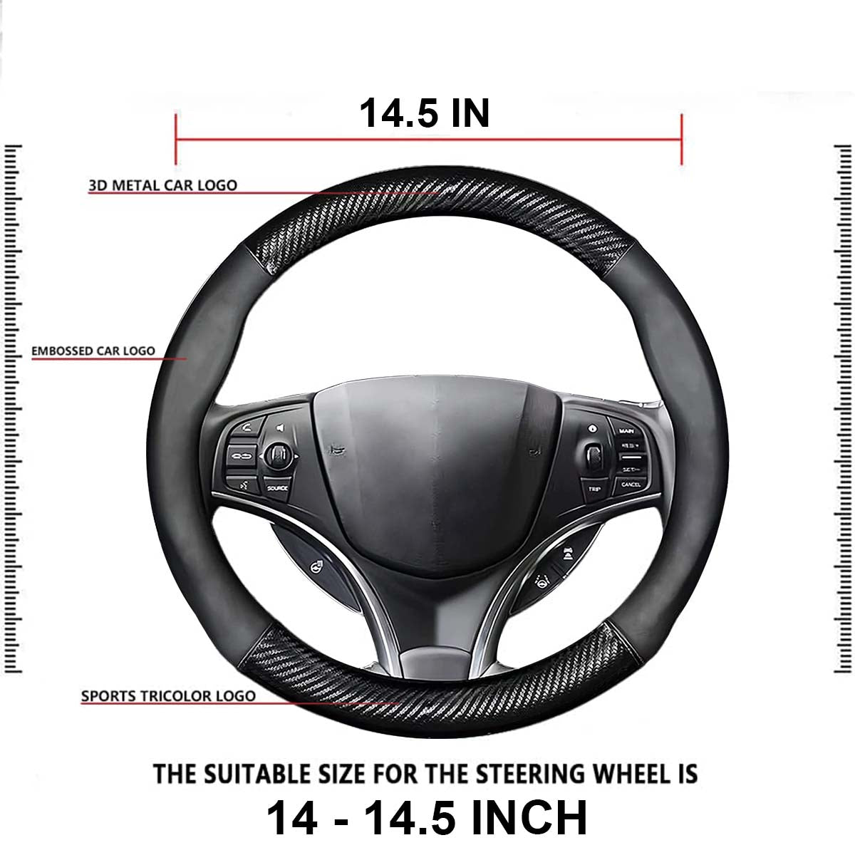 Car Steering Wheel Cover 2024 Update Version, Custom Fit For Your Cars, Premium Leather Car Steering Wheel Cover with Logo, Car Accessories