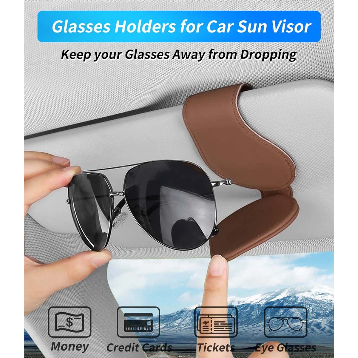 Car Sunglasses Holder, Custom Fit For Your Cars, Magnetic Leather Glasses Frame 2024 Update VE13995