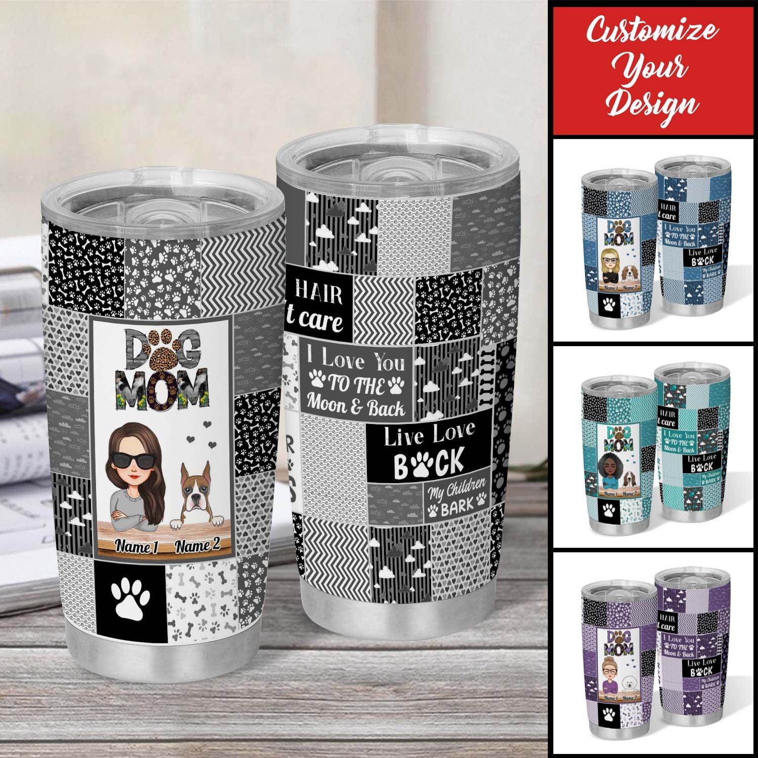 Custom Tumbler for Men & Women Dogs And Mom Personalized 20 oz Tumbler