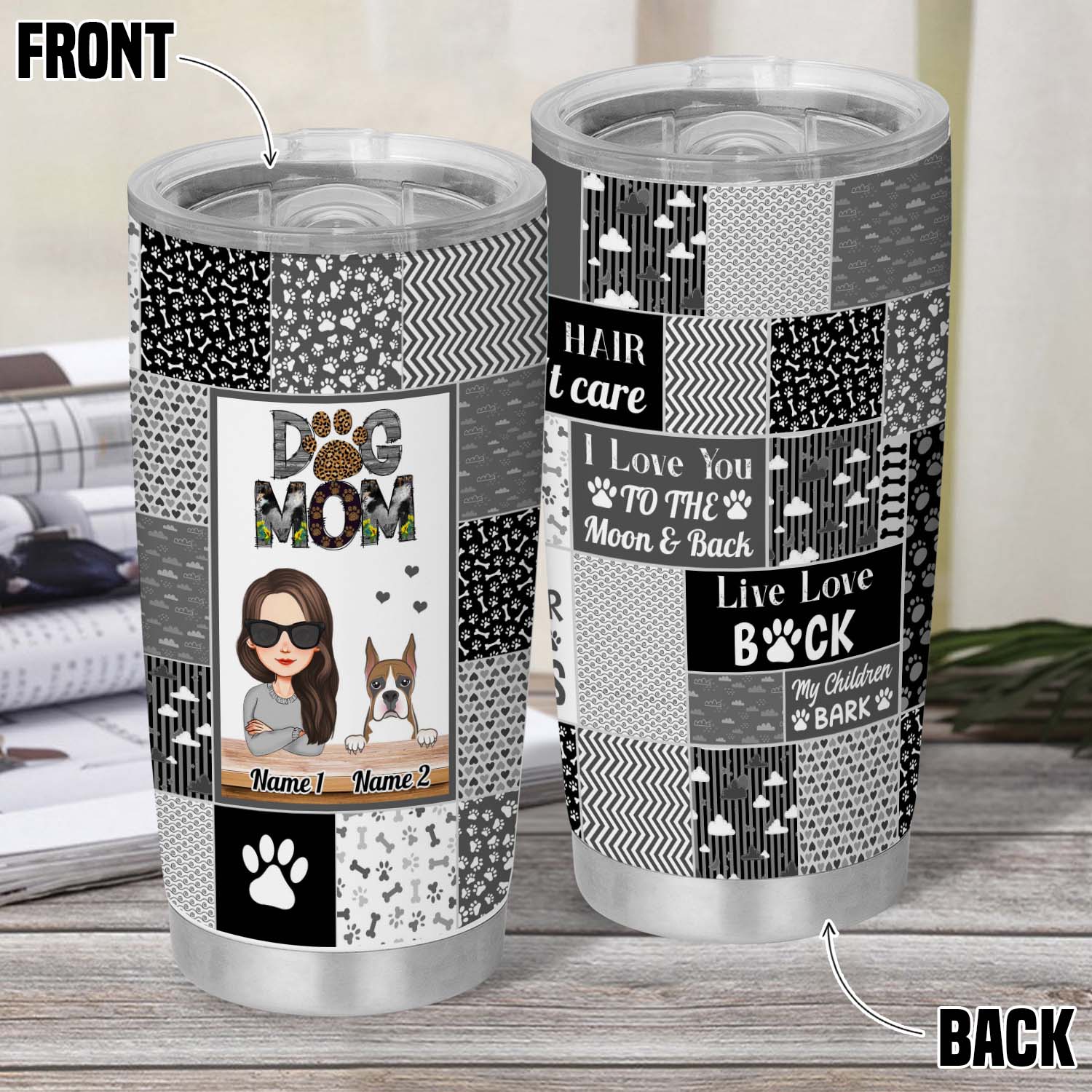 Custom Tumbler for Men & Women Dogs And Mom Personalized 20 oz Tumbler
