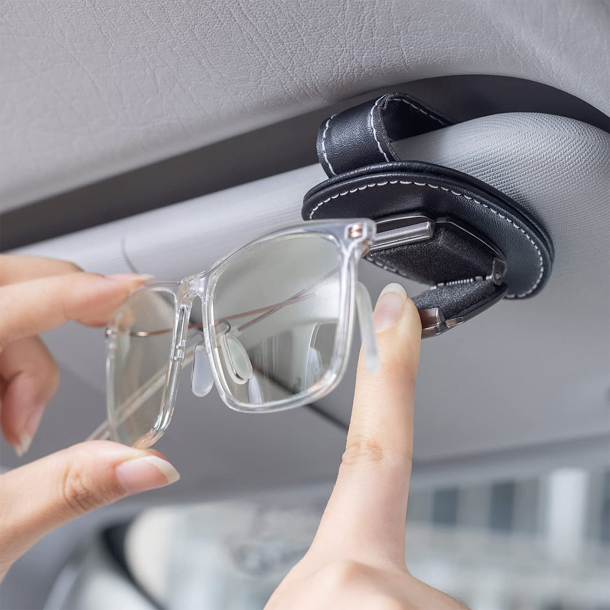 Sunglasses Holder Compatible, Car Glasses Holder Visor Sunglasses Holder for Car with Logo, Clip-on Sunglasses Holder