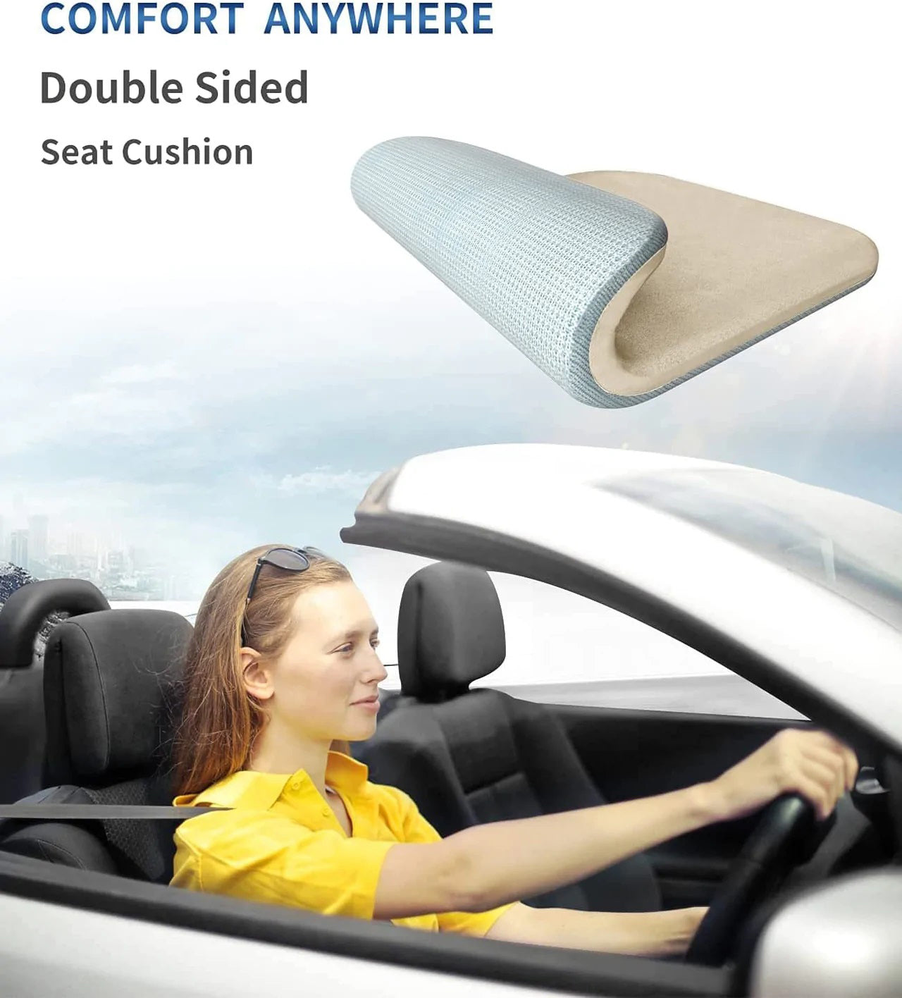 Car Seat Cushion, Custom Fit For Your Cars, Car Memory Foam Seat Cushion, Heightening Seat Cushion, Seat Cushion for Car and Office Chair WQ19999