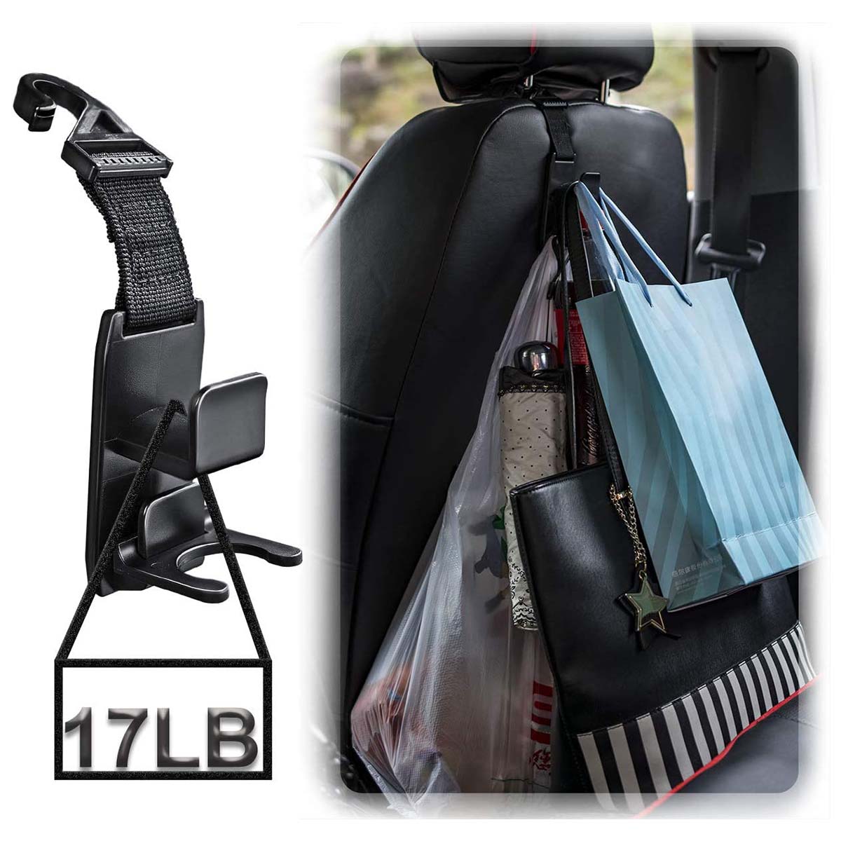 Magic Headrest Hooks, Custom fit for Car, Purse Hanger Headrest Hook Holder for Car Seat Organizer Behind Over the Seat Hook Hang Purse or Bags