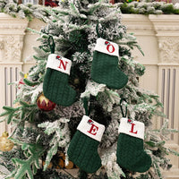 Thumbnail for Personalized Custom Socks 2024 Navidad Natal Knitted Snowflake and Letter Christmas Stockings Green Xmas Tree Ornament and Festive Home Decoration