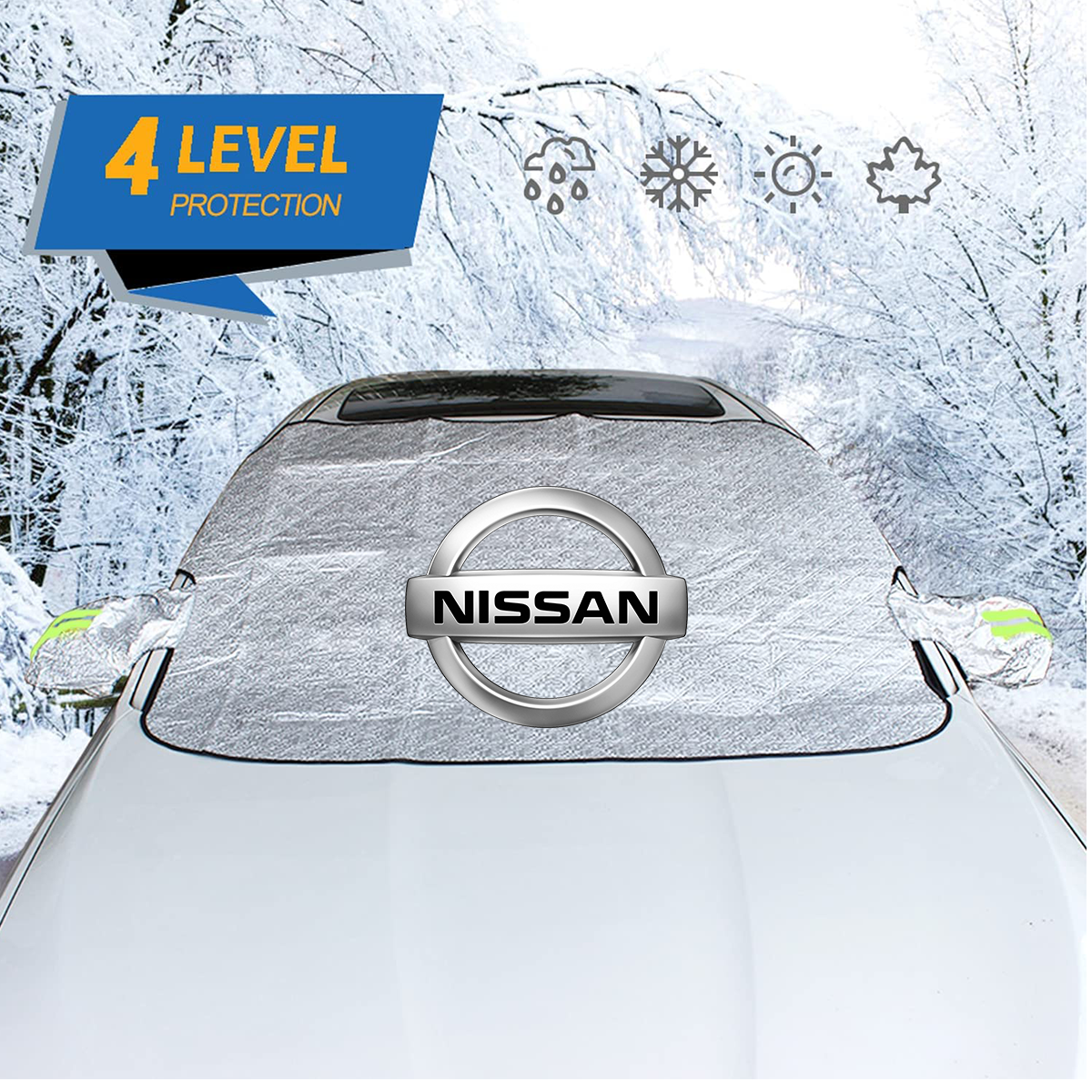 Windshield Cover for Ice and Snow, Custom fit for car, Magnetic Windshield Cover, Water, Heat & Sag-Proof Car Windshield Snow Cover, Mirror Protector Windproof Sunshade Cover