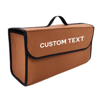 Thumbnail for Custom Text For Soft Felt Car Bag Organizer, Compatible with All Cars, Folding Car Storage Box Non Slip Fireproof Car Trunk Organizer FT12990