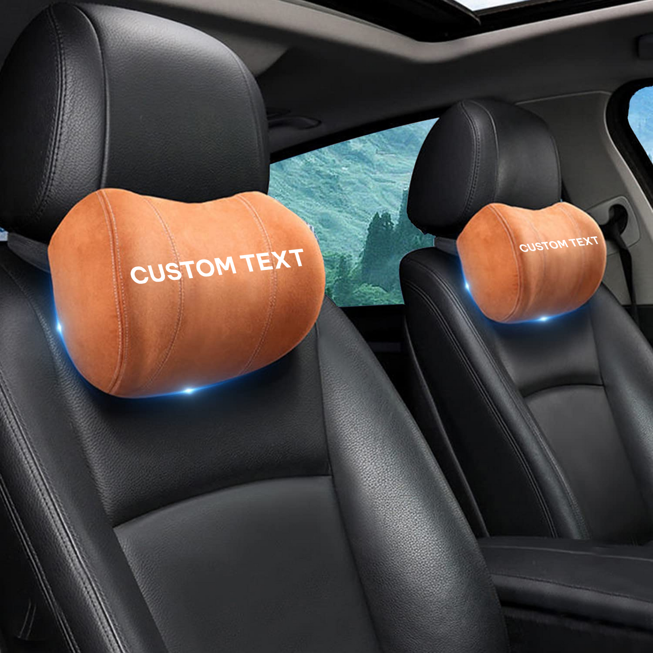Custom Text For Car Headrest (2 PCS), Compatible with All Cars, 2023 Update Version Premium Memory Foam Car Neck Pillow DE15985