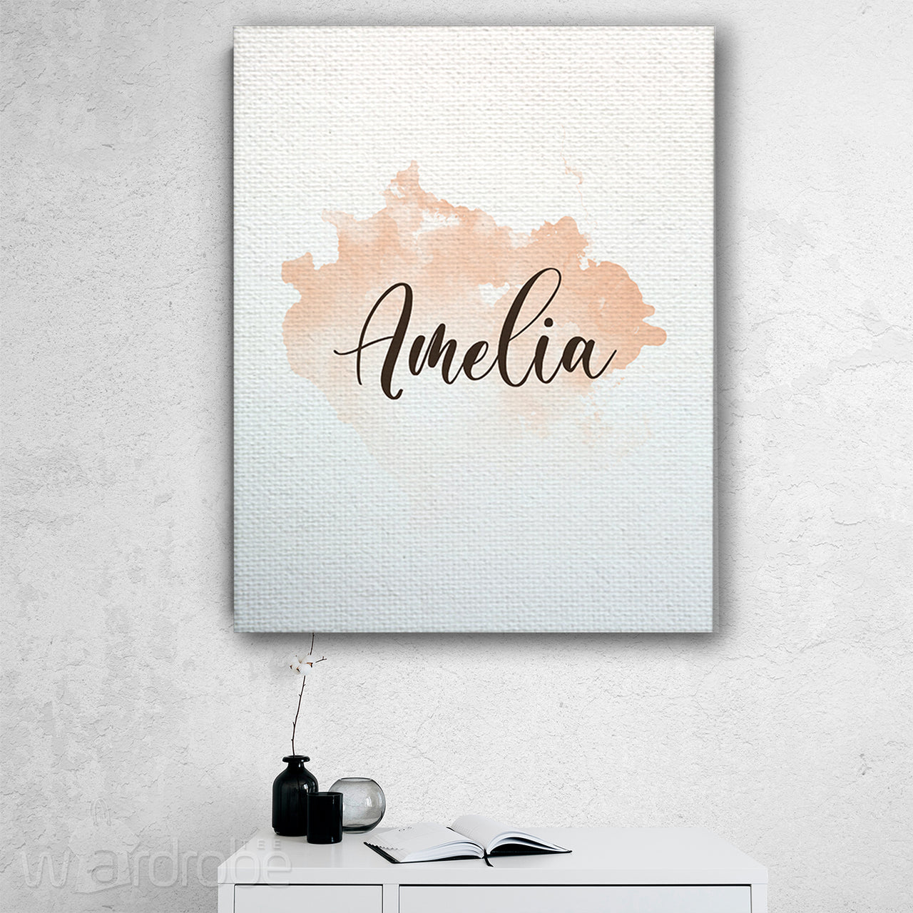 Personalized Name Sign Girl Nursery Print Watercolour Canvas Print Wall Art - Matte Canvas