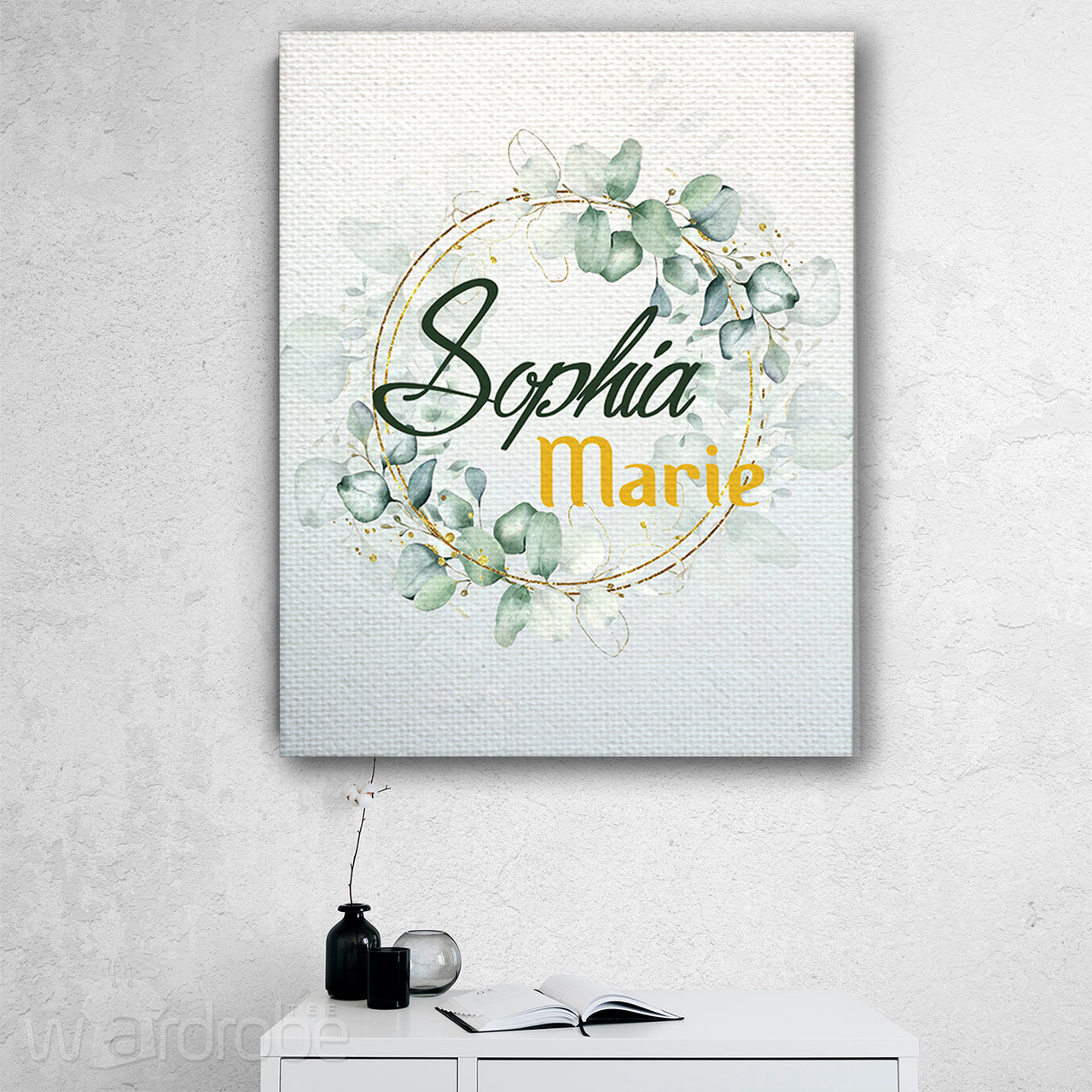 Personalized Name Sign Girls Bedroom Decor Baby Shower Gift Canvas Print Wall Art - Matte Canvas