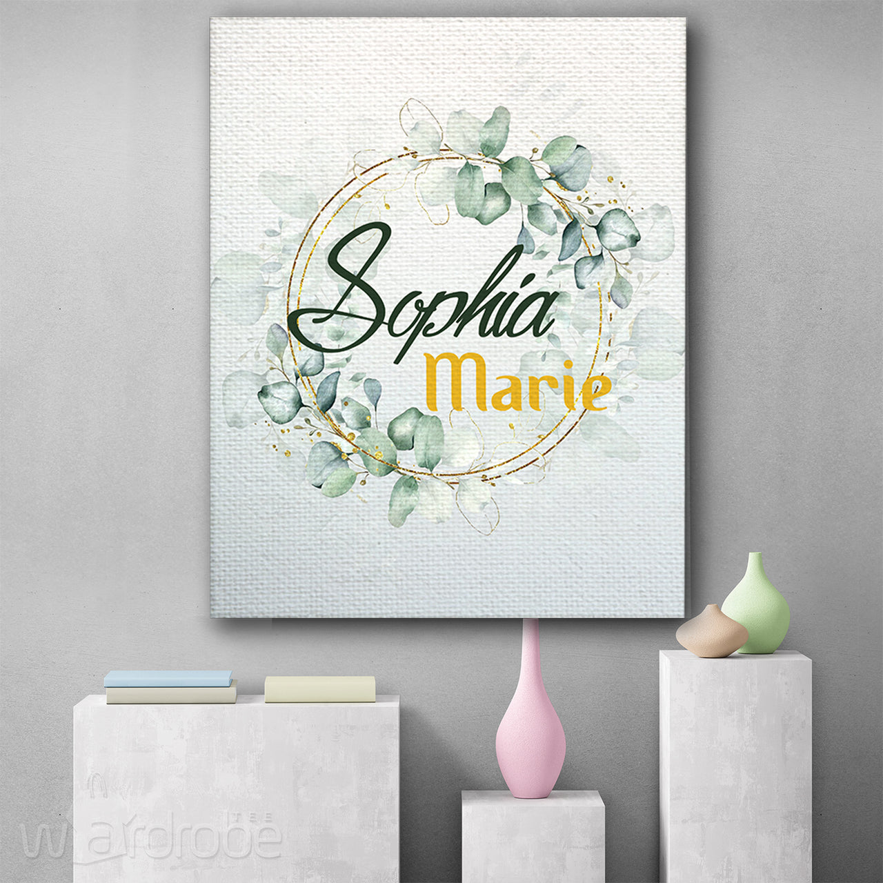Personalized Name Sign Girls Bedroom Decor Baby Shower Gift Canvas Print Wall Art - Matte Canvas