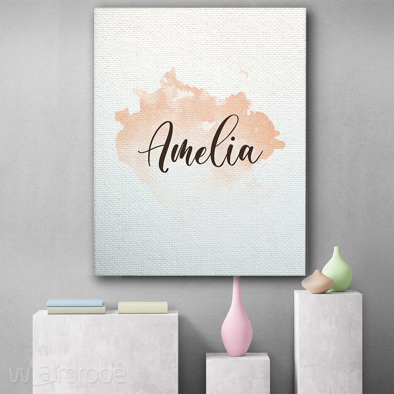 Personalized Name Sign Girl Nursery Print Watercolour Canvas Print Wall Art - Matte Canvas