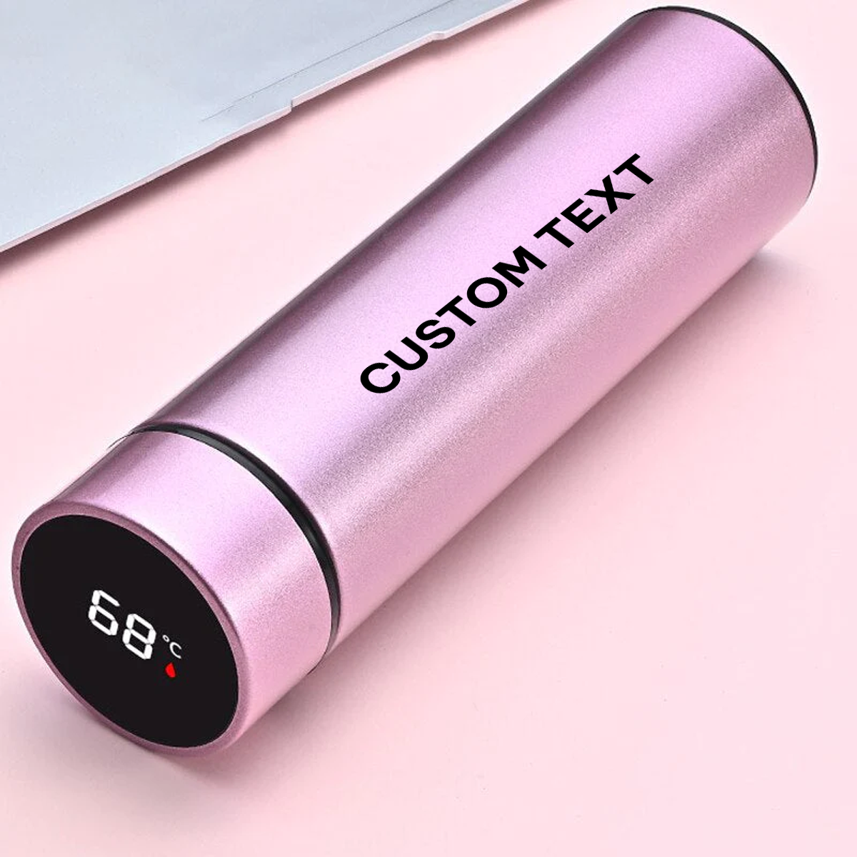 Custom Text 17oz Insulated Water Bottle with LED Temperature Display, Coffee Tea Infuser Bottle Double Wall Vacuum Insulated Water Bottle for Hot or Cold Drink, Stainless Steel Sports Automotive Travel Mug