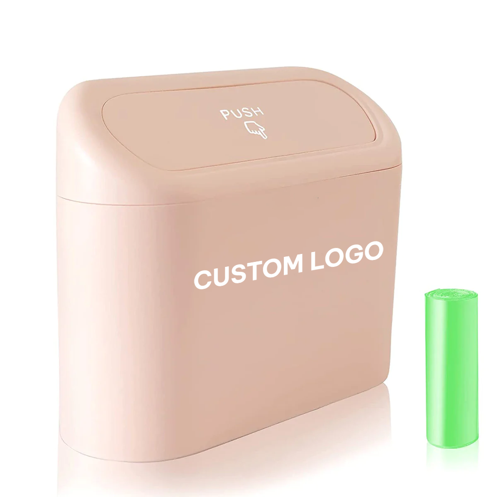 Custom Logo Car Trash Can, Mini Car Accessories with Lid and Trash Bag, Cute Car Organizer Bin, Small Garbage Can for Storage and Organization