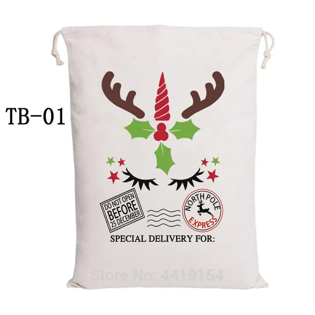 Drawstring Santa Sacks: Large Christmas Gift Bags for Candy & Cookie Storage - Trendy Xmas Tree Ornament and Festive Decor