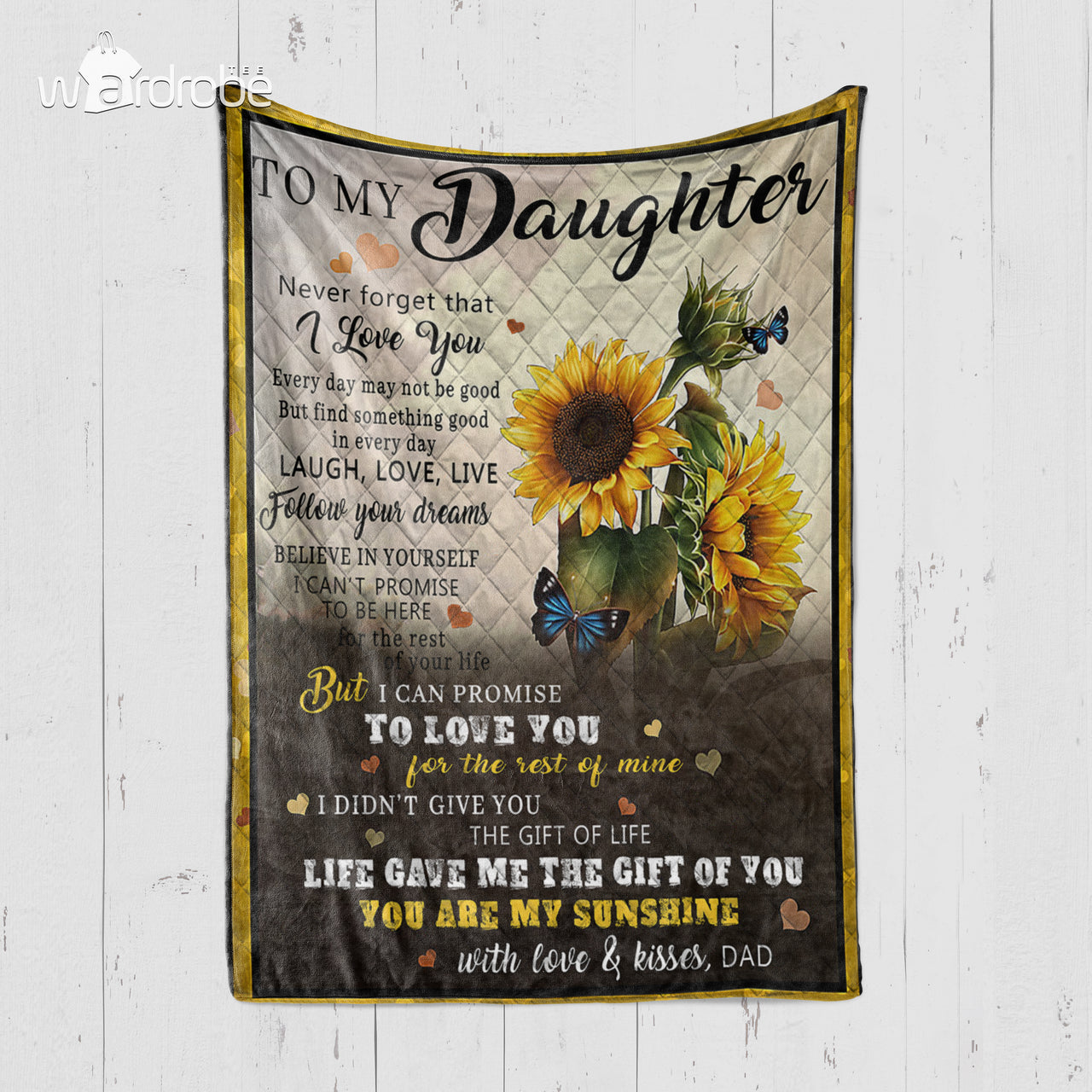 Custom Blanket Sunflower To My Daughter From Dad Blanket - Gift For Daughter - Quilt Blanket