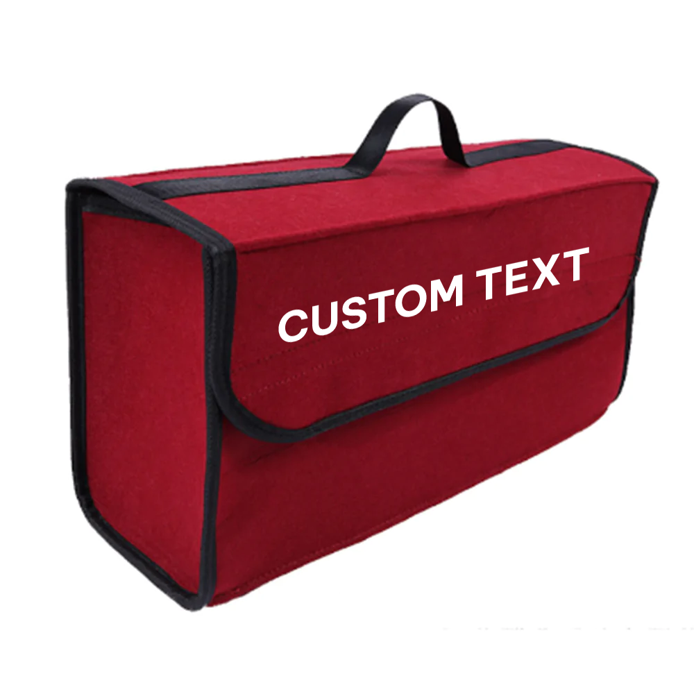 Custom Text For Soft Felt Car Bag Organizer, Compatible with All Cars, Folding Car Storage Box Non Slip Fireproof Car Trunk Organizer LI12990