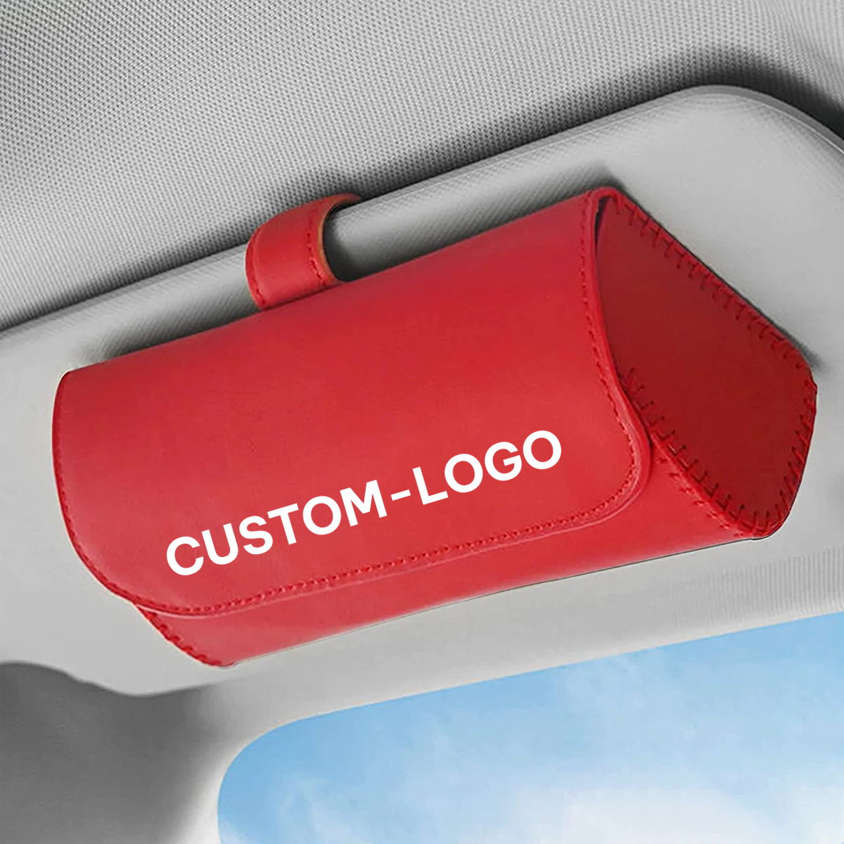 Custom Logo Sunglasses Holder for Car Sun Visor,  Leather Glasses Storage Case, Vehicle Visor Accessories, Sunglass Holder Organizer Box