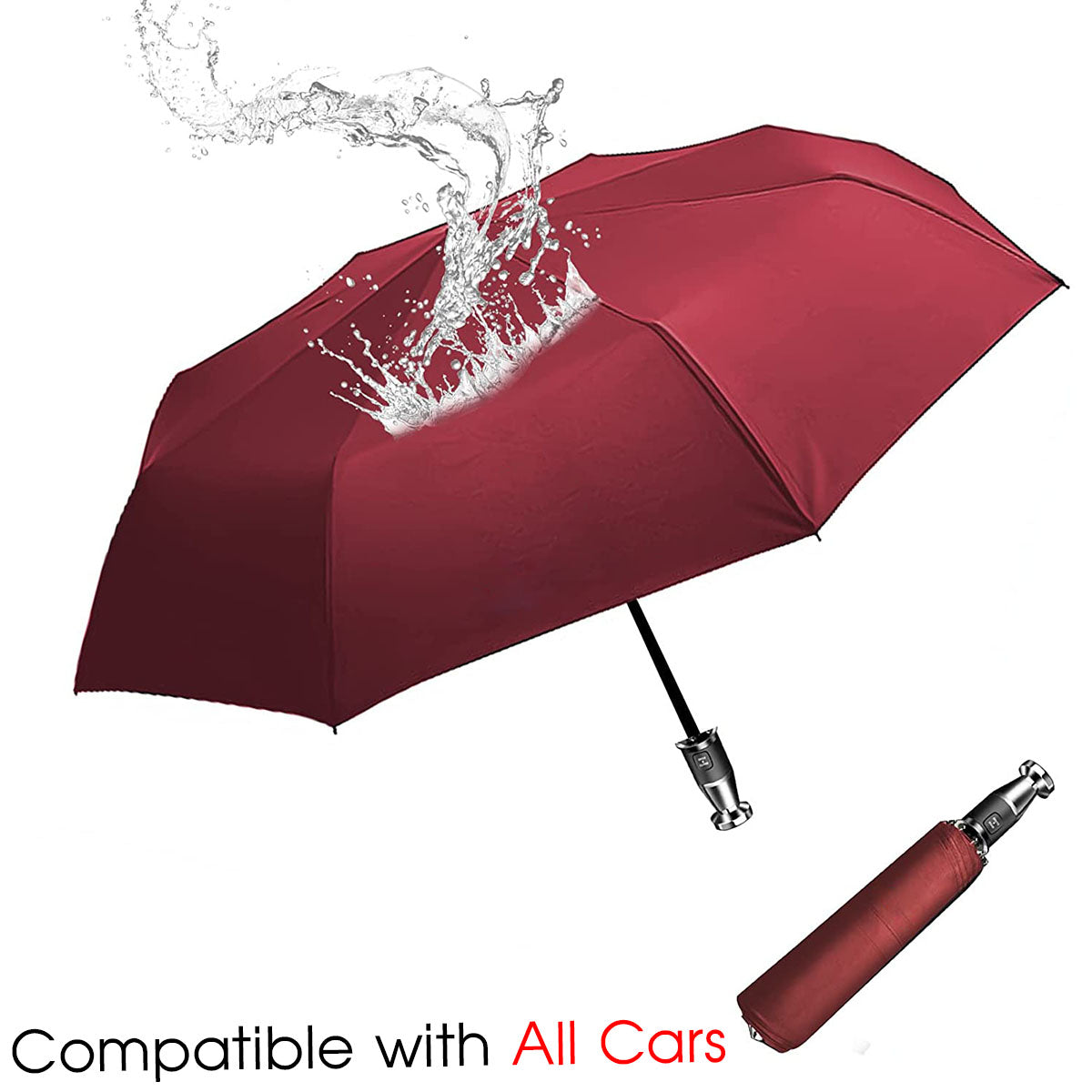 Umbrella for All Cars, 10 Ribs Umbrella Windproof Automatic Folding Umbrella, One-handed use, Rain and Sun Protection, Car Accessories PE13993