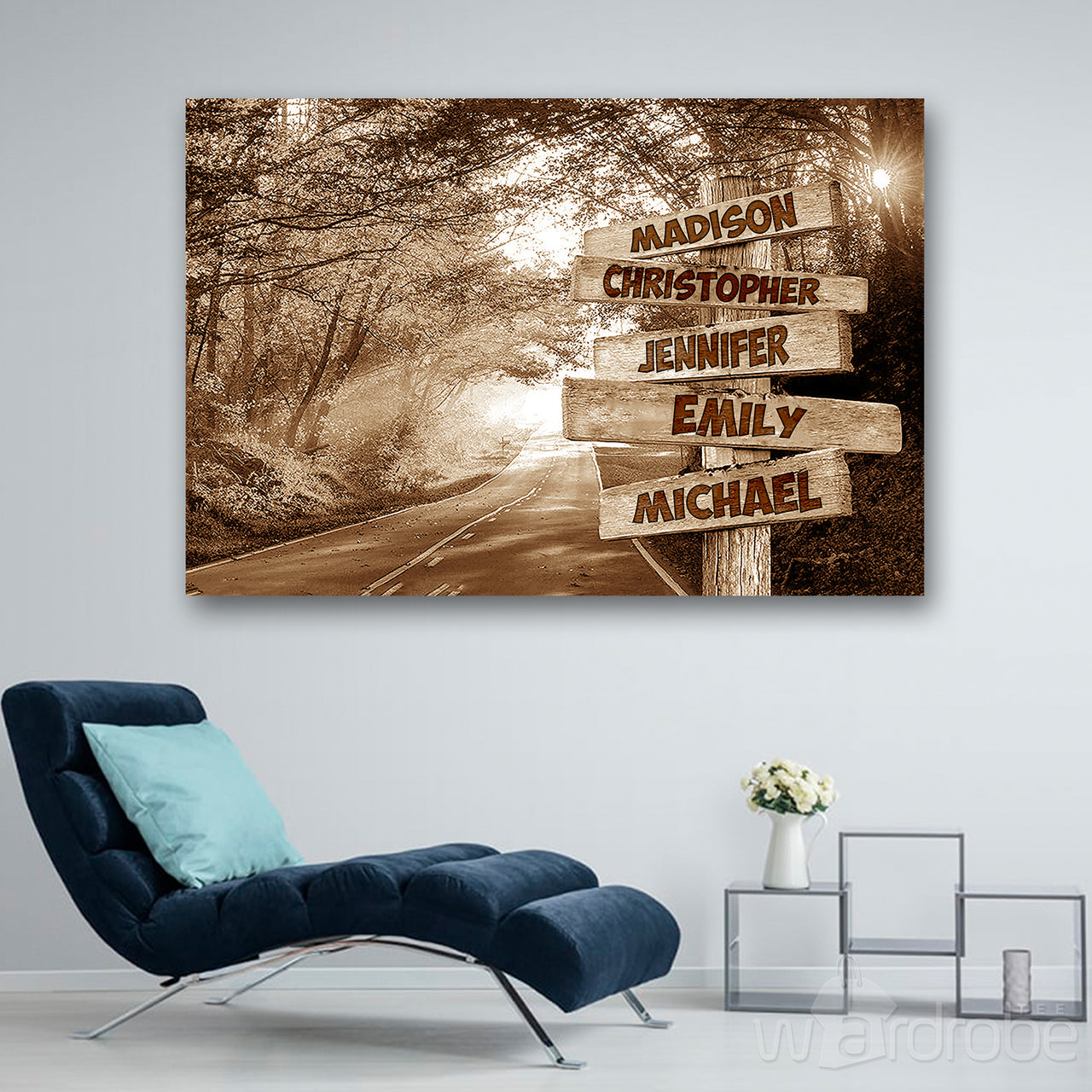 Personalized Name Forest Road Multi Canvas Print Wall Art - Matte Canvas