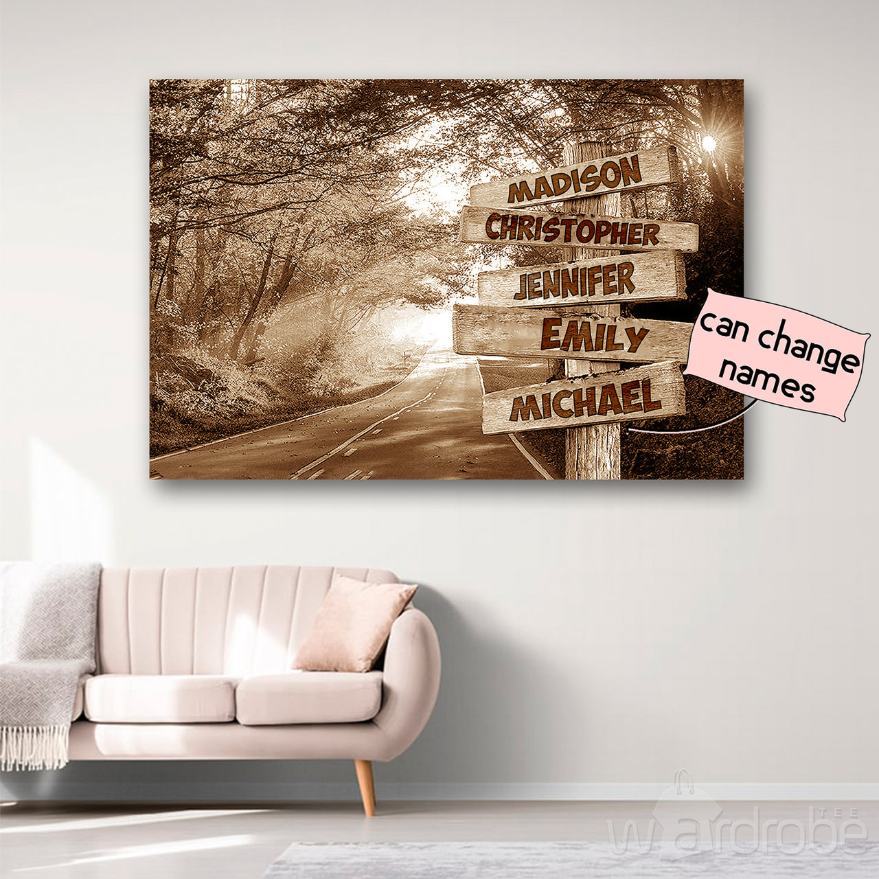 Personalized Name Forest Road Multi Canvas Print Wall Art - Matte Canvas