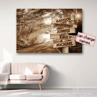 Thumbnail for Personalized Name Forest Road Multi Canvas Print Wall Art - Matte Canvas