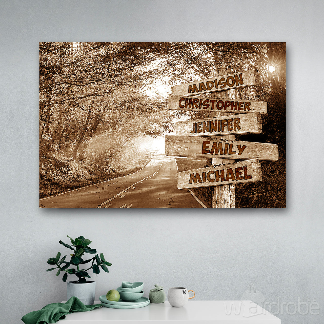 Personalized Name Forest Road Multi Canvas Print Wall Art - Matte Canvas
