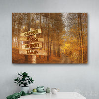Thumbnail for Personalized Autumn Road Multi-Names Street Signs Canvas Print Wall Art - Matte Canvas
