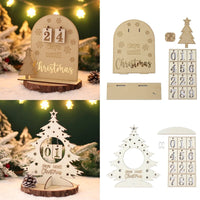 Thumbnail for Wooden Xmas Tree House Advent Calendar: Countdown Table Ornament for Christmas Home Decor and New Year Presents