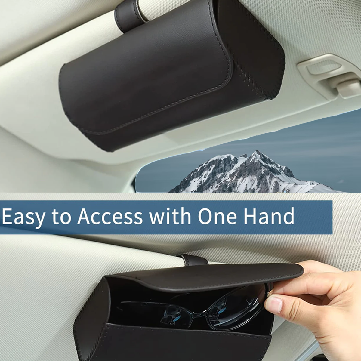 Custom Logo Sunglasses Holder for Car Sun Visor, Fit with Subaru, Leather Glasses Storage Case, Vehicle Visor Accessories, Sunglass Holder Organizer Box