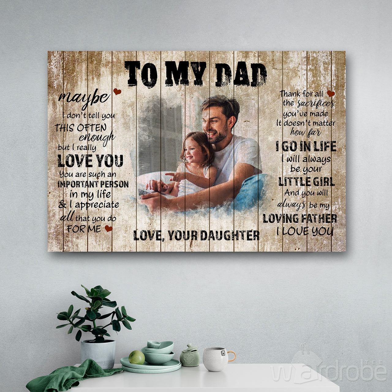 Personalized Photo To My Dad From Daughter Canvas Print Wall Art - Matte Canvas