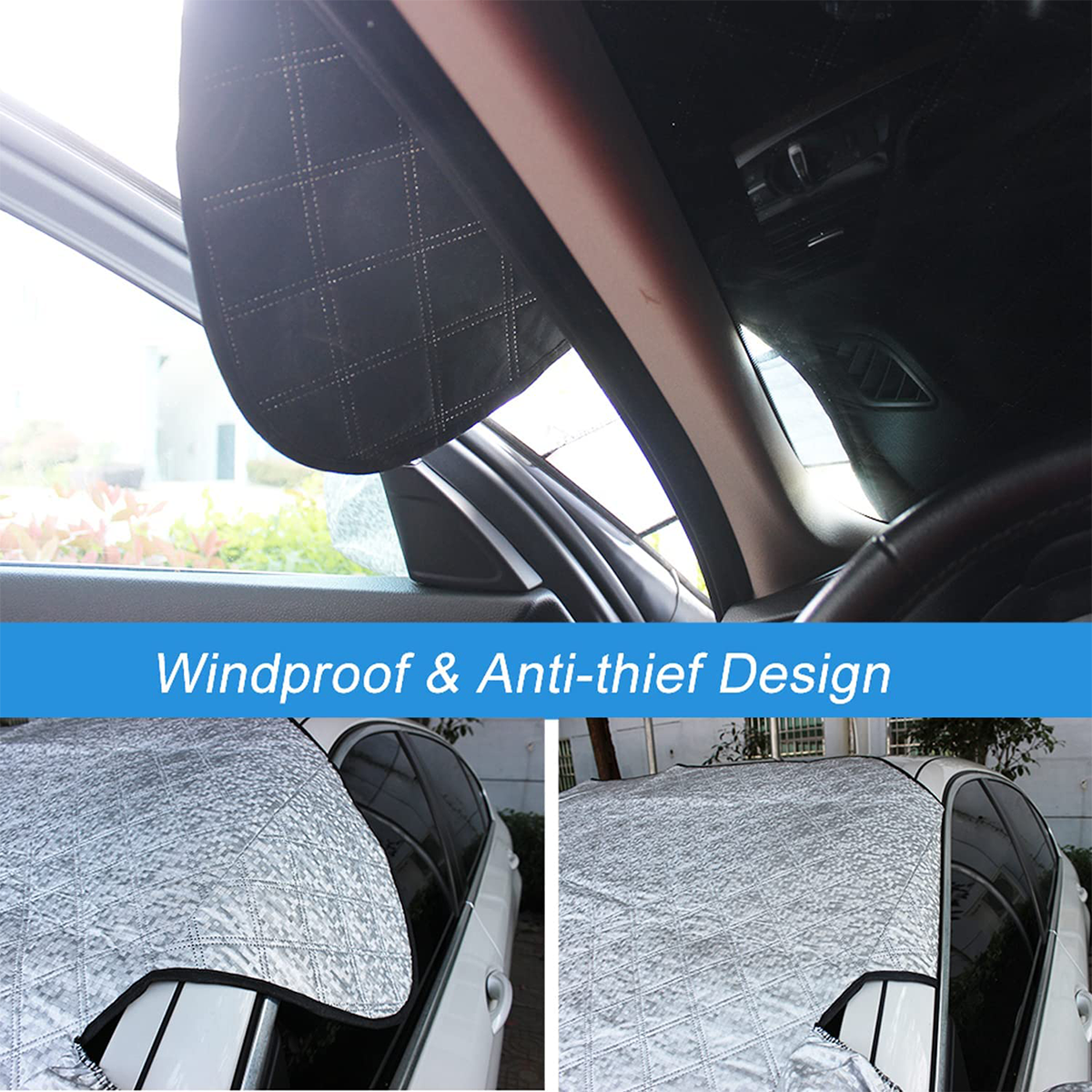 Windshield Cover for Ice and Snow, Custom Fit For Your Cars, Magnetic Windshield Cover, Water, Heat & Sag-Proof Car Windshield Snow Cover, Mirror Protector Windproof Sunshade Cover