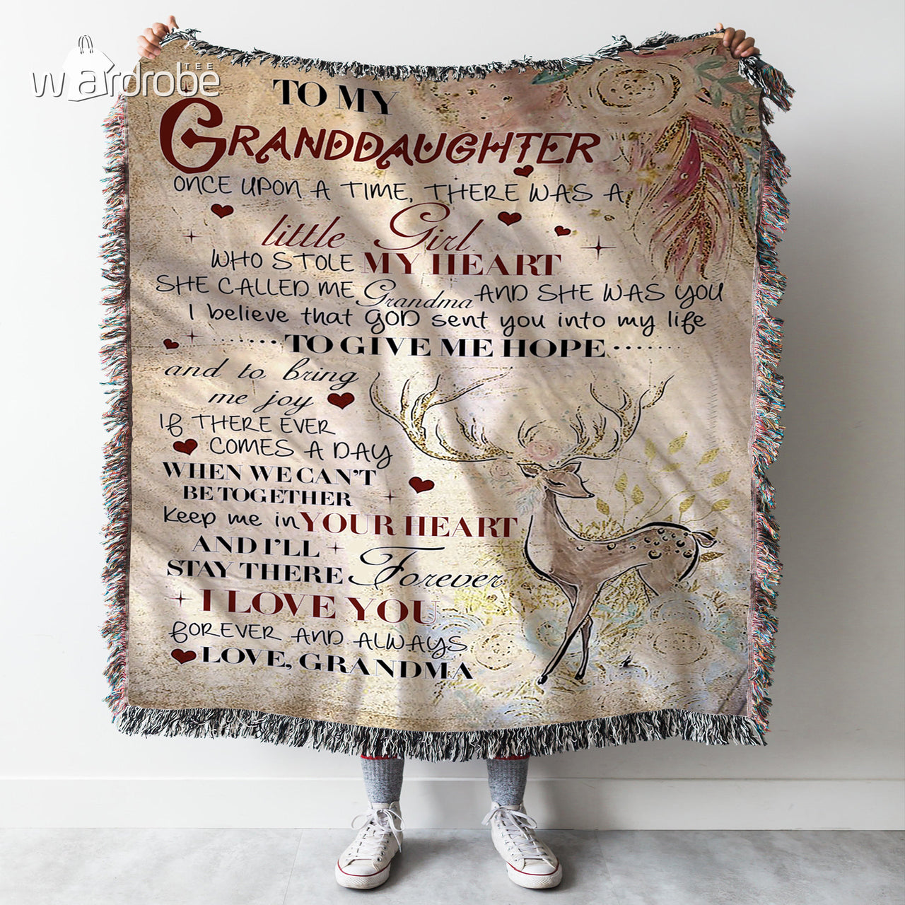 Custom Blanket Deer To My Granddaughter From Grandma - Gift For Granddaughter
