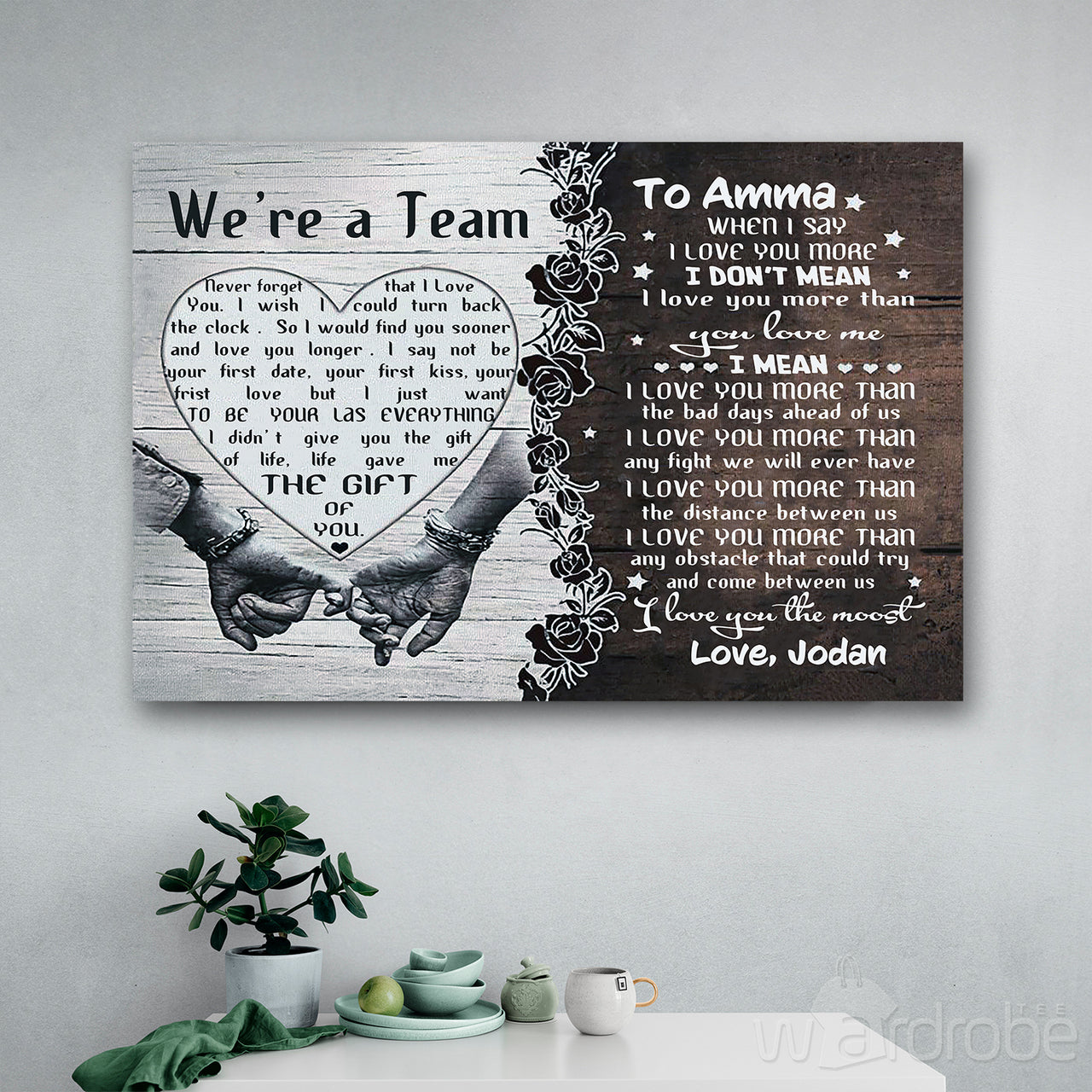 Personalized Couple We're A Team Family Love Couple Anniversary Canvas Print Wall Art - Matte Canvas
