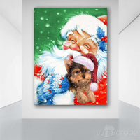 Thumbnail for Yorkie Smile 2 With Santa Christmas Canvas Print Wall Art - Matte Canvas