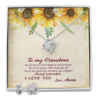 Thumbnail for Custom Grandma Sunflower Mothers Day Ideas 14k White Gold Interlocking Heart Pendant Necklace Jewelry Gifts For Mom Wife Grandma Auntie