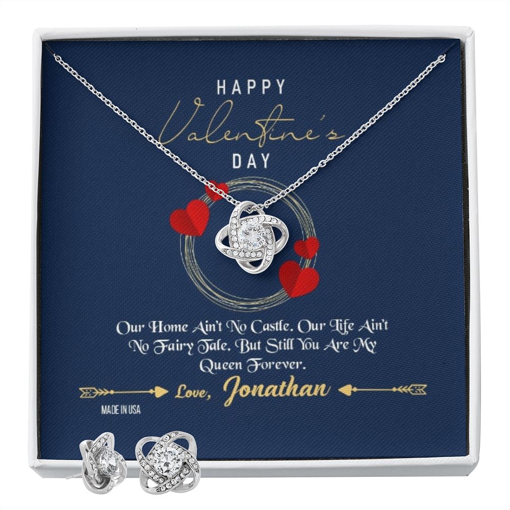Custom Name To My Wife Happy Valentines Day 14k White Gold Pendant Chain Necklace Jewelry Gift for Wife Fiancee Woman