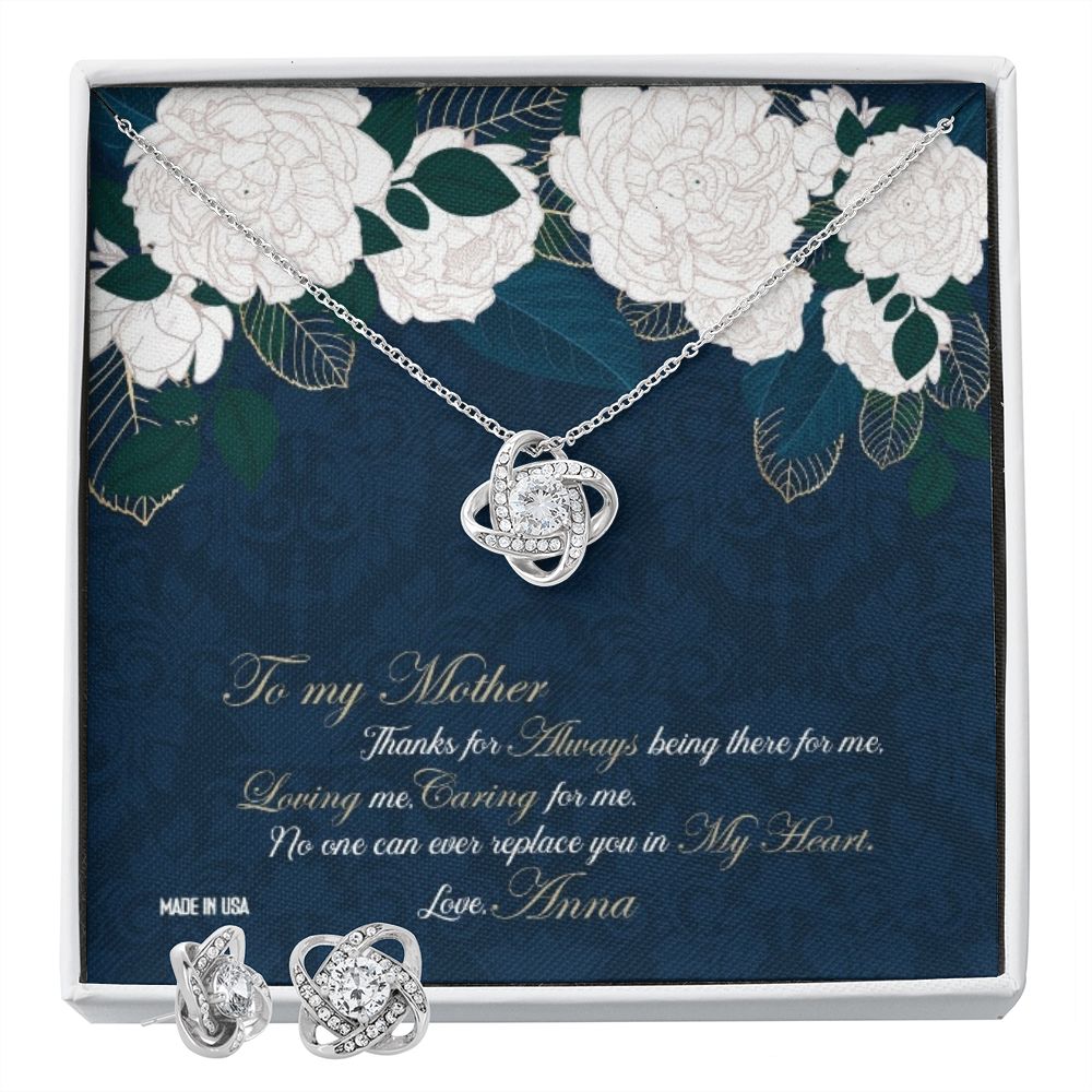 Custom Happy Mothers Day 01 14k White Gold Interlocking Heart Pendant Necklace Jewelry Gifts For Mom Wife Grandma Auntie