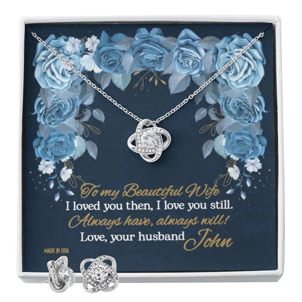 Custom To My Beautiful Wife 14k White Gold Interlocking Heart Pendant Necklace Jewelry Gifts For Mom Wife Grandma Auntie Mother Day