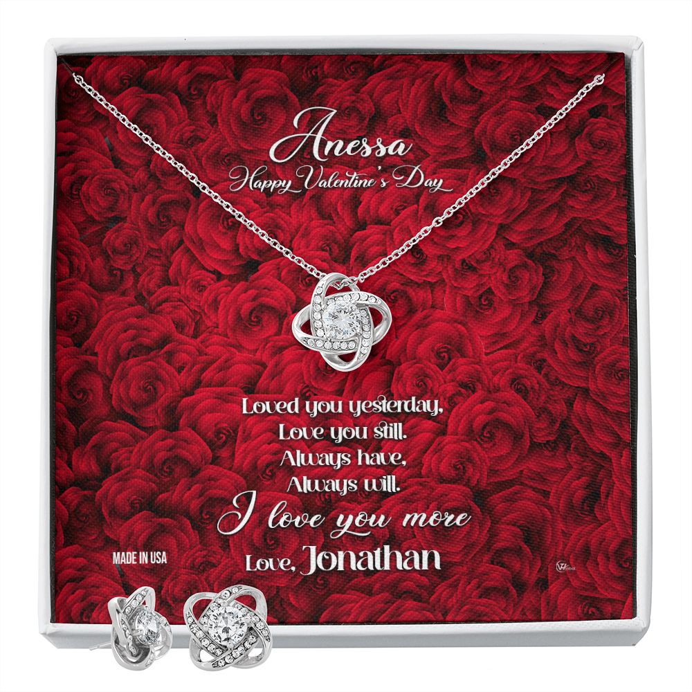 Custom Name Valentine's Day 14k White Gold Pendant Necklace Jewelry Message Card Gift For Girlfriend Wife Fiancee Woman Girl