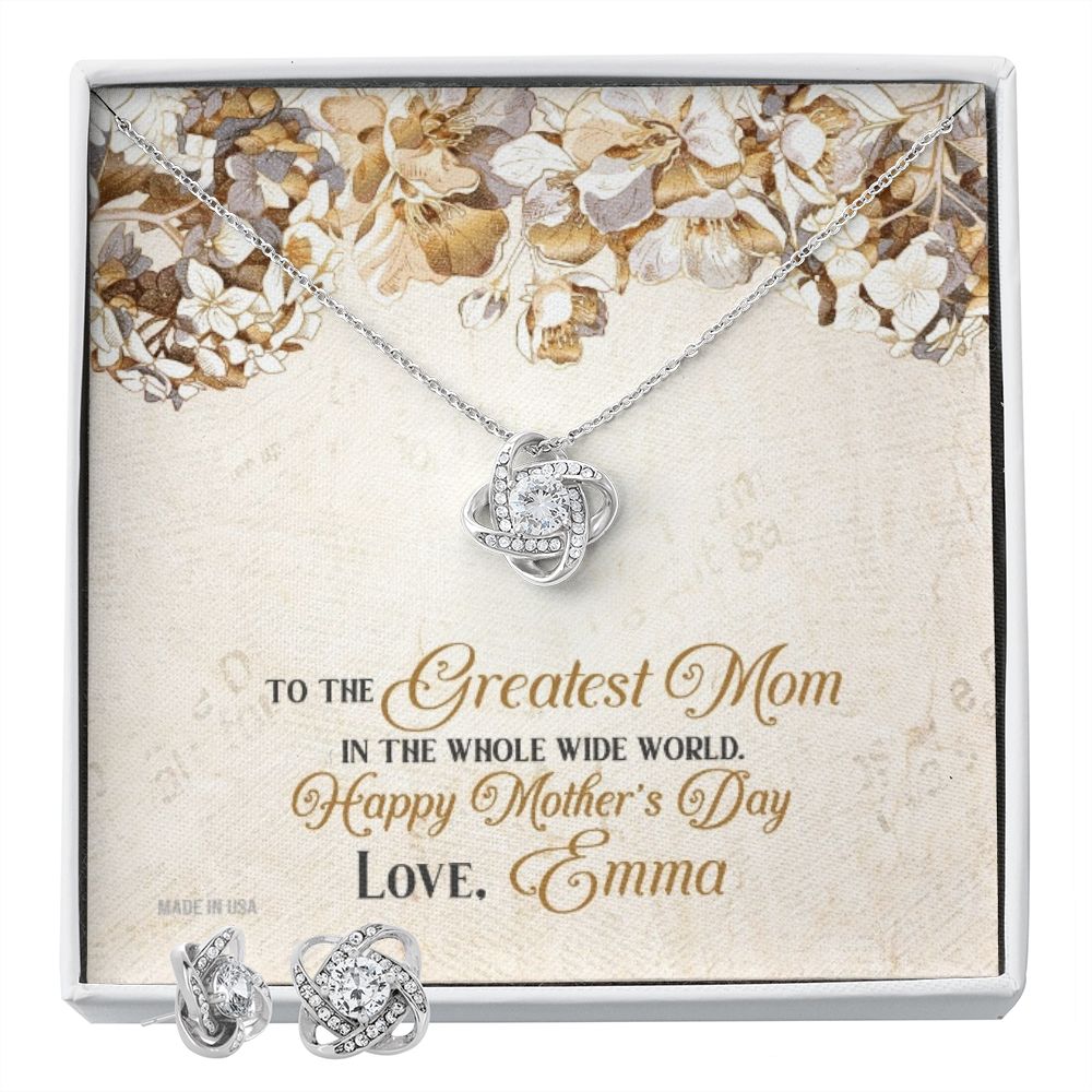 Custom To The Greatest Mom Mothers Day Ideas 14k White Gold Interlocking Heart Pendant Necklace Jewelry Gifts For Mom Wife Grandma Auntie