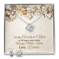 Thumbnail for Custom To The Greatest Mom Mothers Day Ideas 14k White Gold Interlocking Heart Pendant Necklace Jewelry Gifts For Mom Wife Grandma Auntie