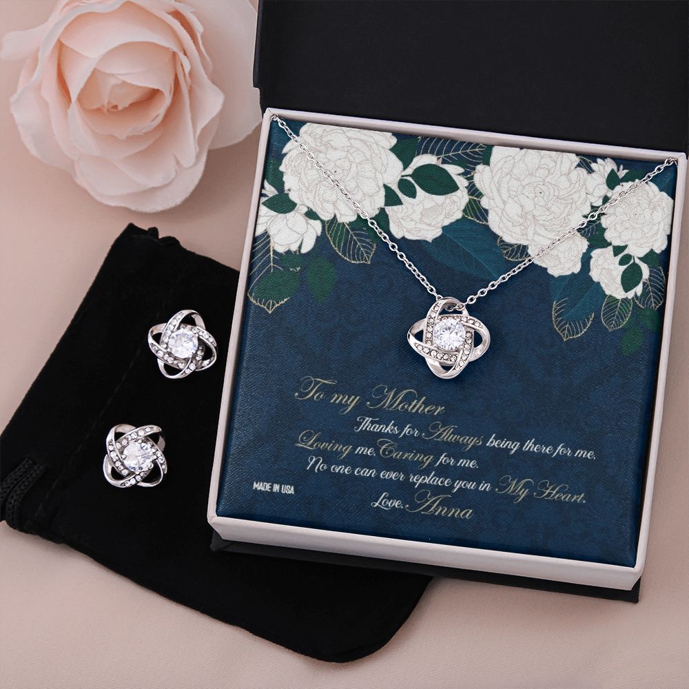 Custom Happy Mothers Day 01 14k White Gold Interlocking Heart Pendant Necklace Jewelry Gifts For Mom Wife Grandma Auntie