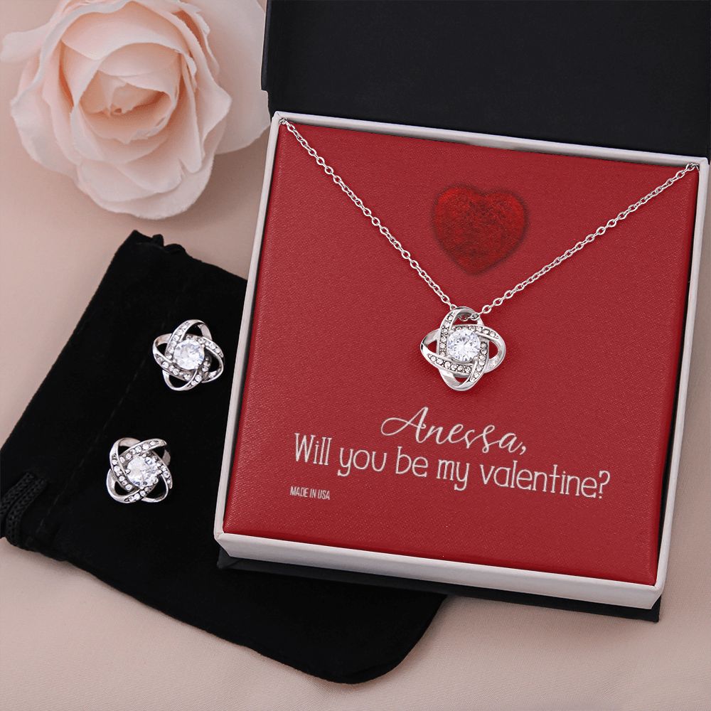 Custom Name To My Girl Friend Will You Be My Valentine 14k White Gold Pendant Chain Necklace Jewelry with Message Card Gift for Girlfriend Wife Fiancee Woman Girl