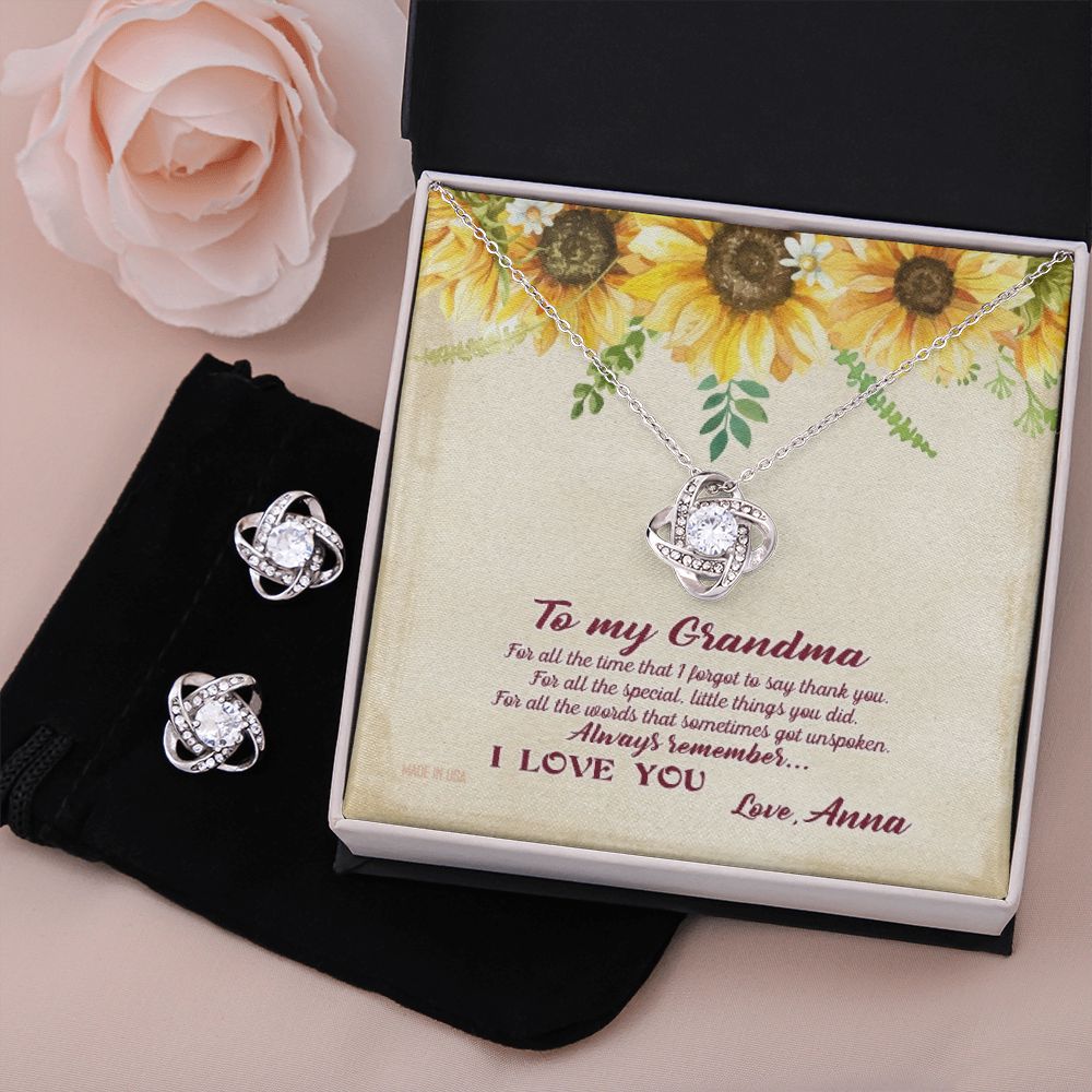 Custom Grandma Sunflower Mothers Day Ideas 14k White Gold Interlocking Heart Pendant Necklace Jewelry Gifts For Mom Wife Grandma Auntie
