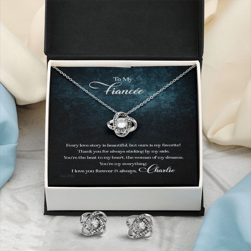 Custom To My Fiancée Every Love Story Is Beautiful 14k White Gold Pendant Necklace Jewelry Gift For Fiancée Mother day