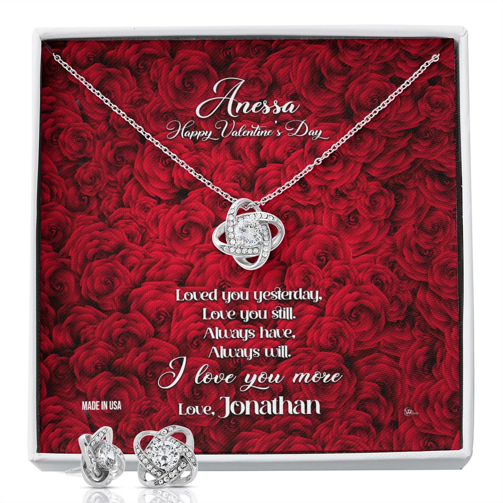 Custom Name Valentine's Day 14k White Gold Pendant Necklace Jewelry Message Card Gift For Girlfriend Wife Fiancee Woman Girl